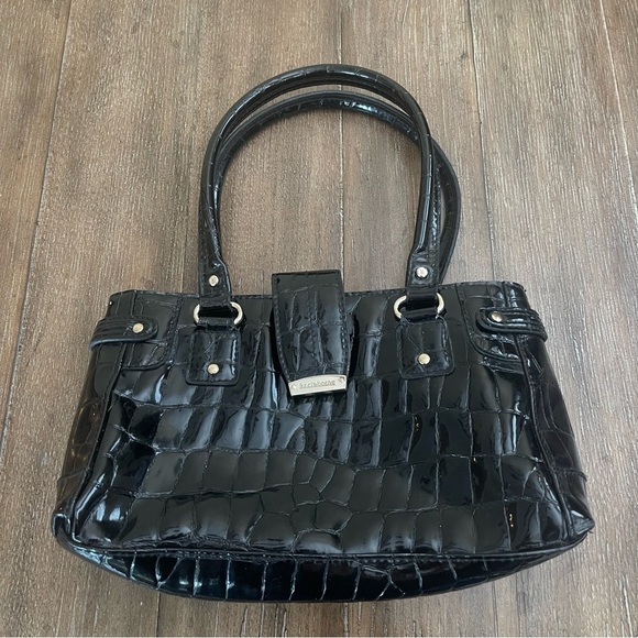 Vntg Liz Claiborne Black Crocodile Embossed Baguette Bag Shoulder Y2K 90’s - Picture 2 of 11